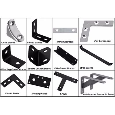 Stamping Baja L / T / I / Bentuk silang Penghubung Sudut Lempeng Sudut Brace Datar Sudut Bracket Untuk Furnitur